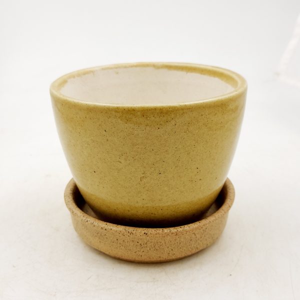 Beige colour pot with plate