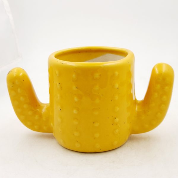 Ceramic Cactus pot - yellow