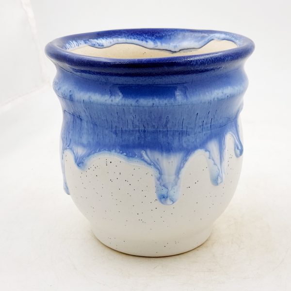 White-blue design pot