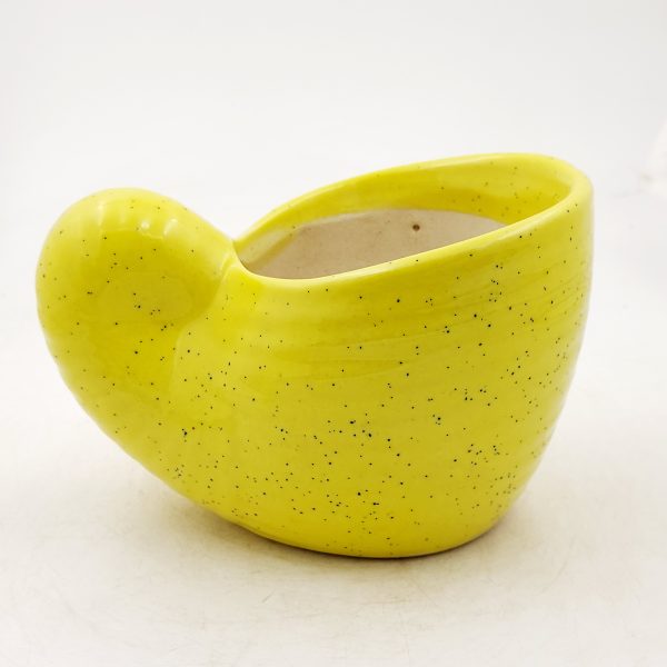 Ceramic lemon yellow snail pot