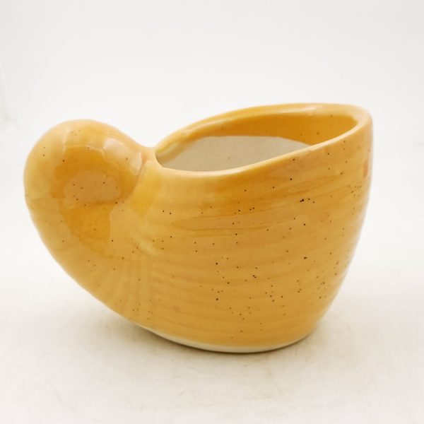 Ceramic yellow snail pot