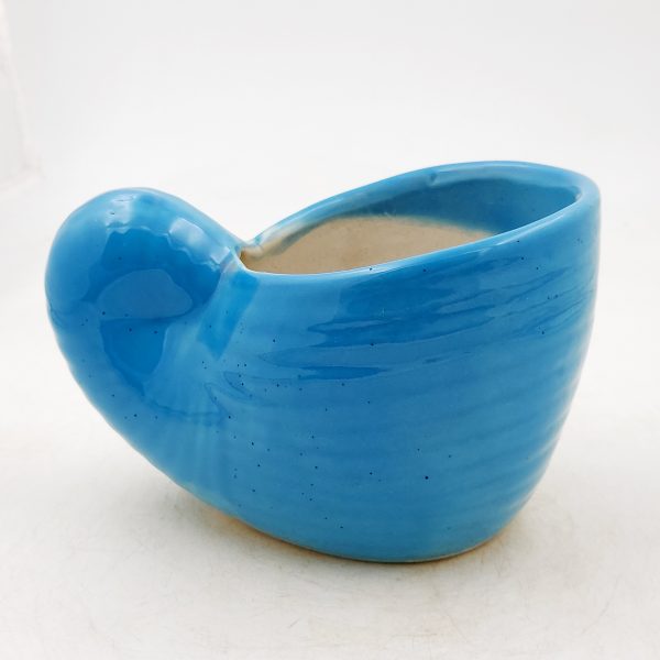 Ceramic blue snail pot