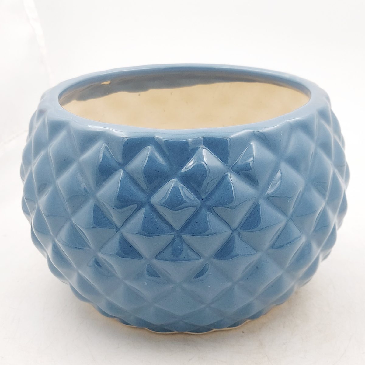 Ceramic round blue pineapple pot
