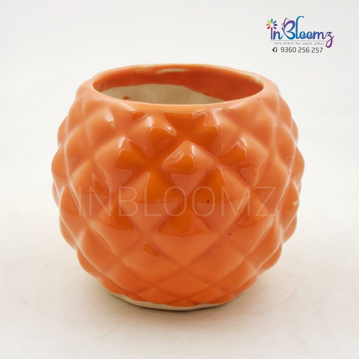 Round Pineapple pot - Orange